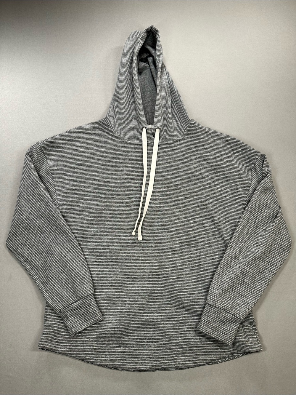 Evereve Faith Brushed Hoodie Sweatshirt, Striped, Curved Hem - Womens XS